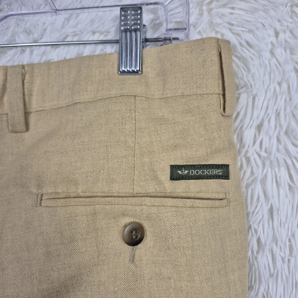 Dockers Class A Pants Mens 38x32 (Fits 34x30)‎ Tan Cotton Linen Old Money Resort